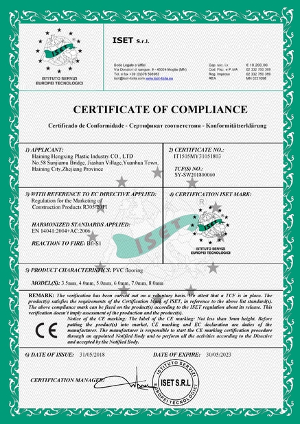 China Haining Hengxing Plastic Industry CO.,LTD certificaten